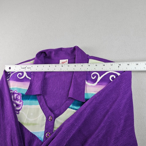 GW Division of Graff Blouse Women Size 2X Purple Floral Western Style Pullover - Picture 5 of 10